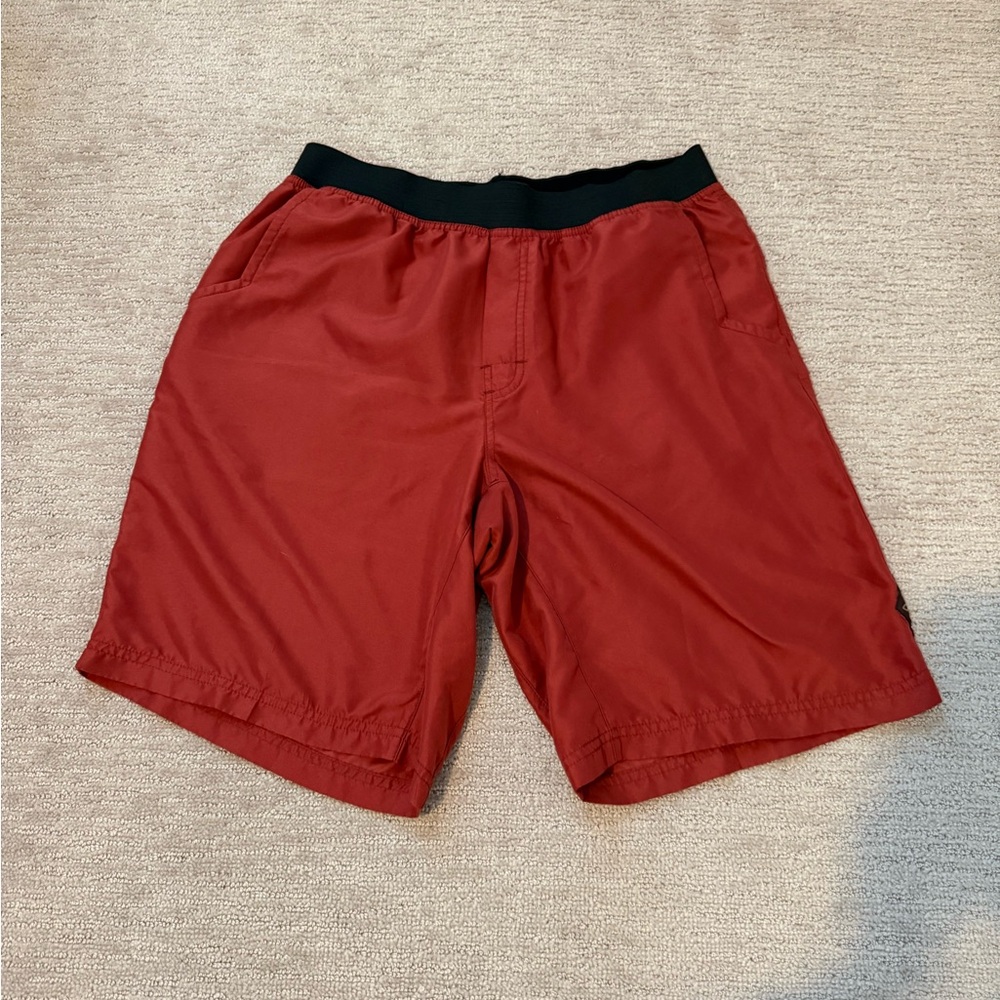 Prana Men's Athletic Shorts in Red with Black Waistband